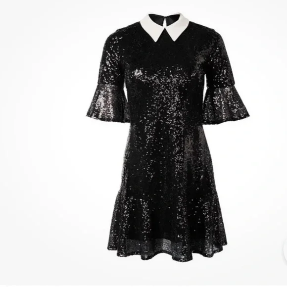 VENUS | Dresses | Venus Size M Wednesday Addams Black Sequin Dress W White  Collar Whimsigoth | Poshmark